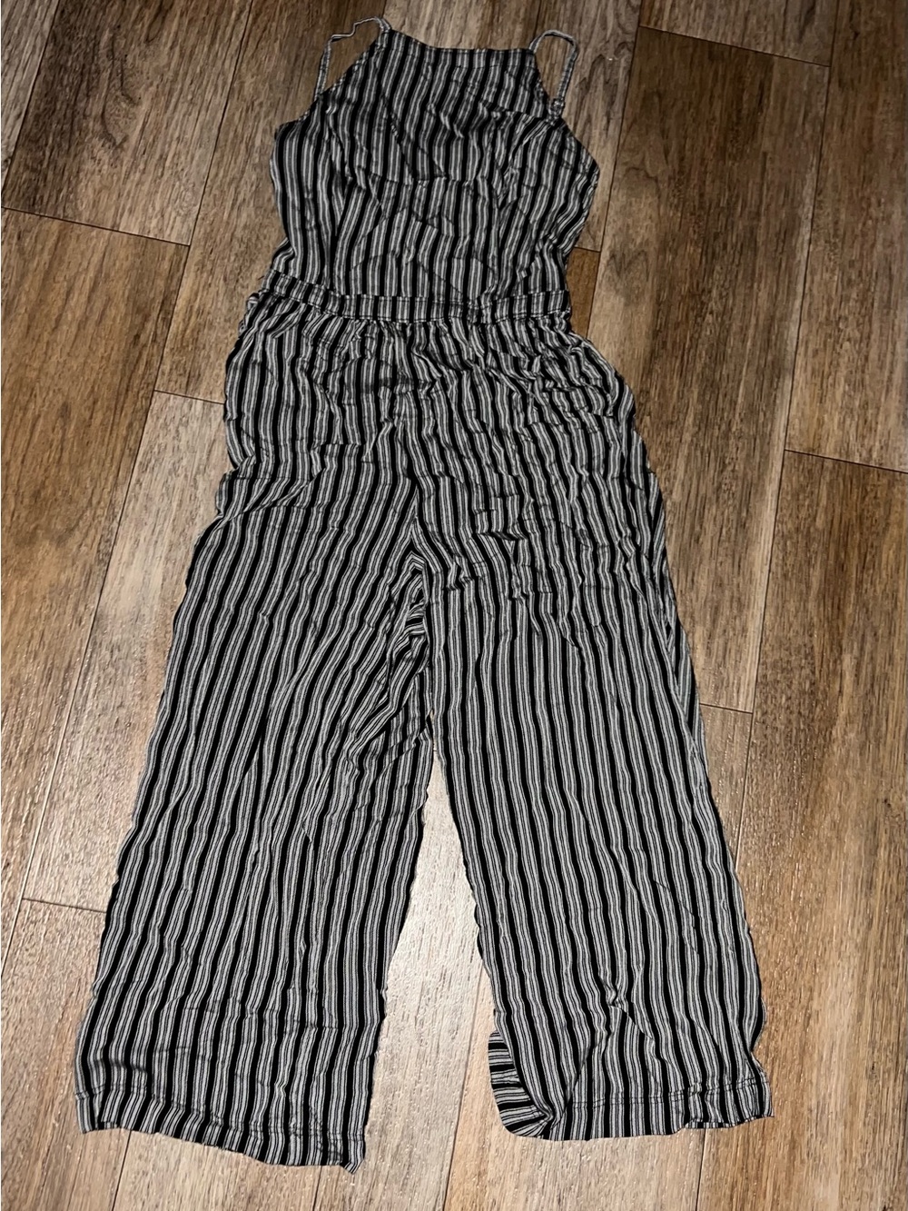Hollister Black & White Striped Wide-Leg Jumpsuit